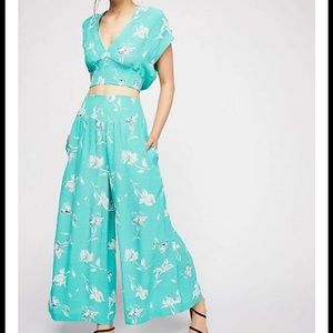 Free People Two-Piece Green Nile River Pant Suit | Size L